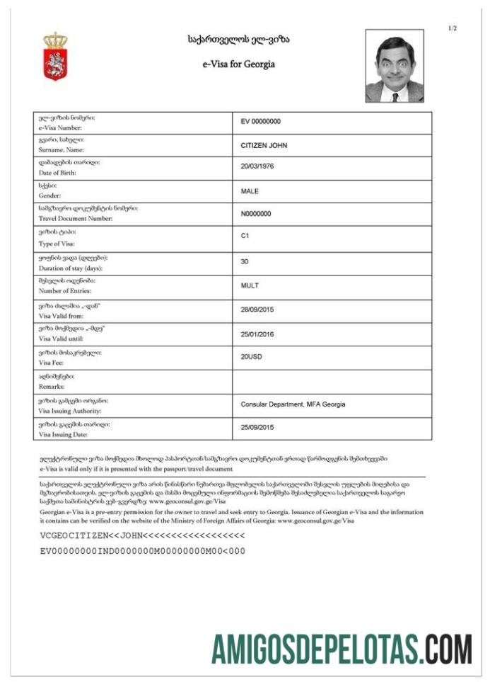 GEÓRGIA E Visto exemplo real